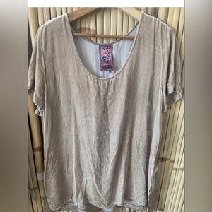 Johnny Was, brown, short sleeve velvet size m